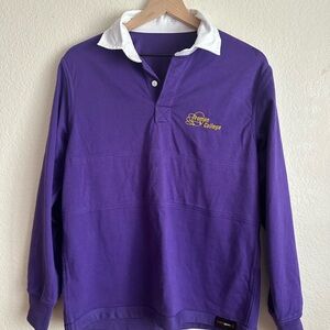 Vintage Purple Rugby Shirt with White Collar